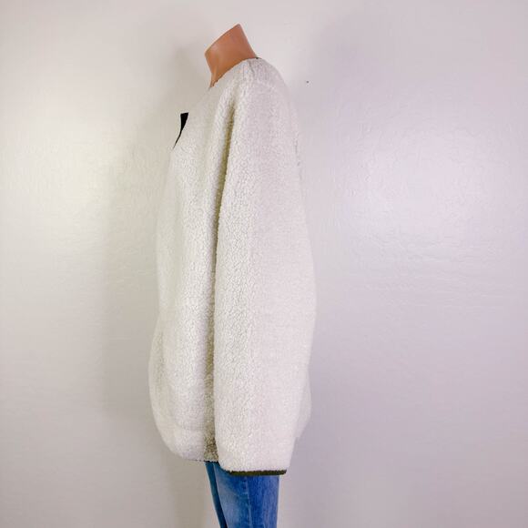 Sanctuary Arcadia Coat Button Faux Fur Fleece Sherpa Jacket Cream Green XL NEW - Picture 5 of 11